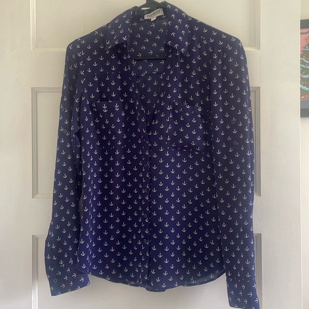 Lightweight sheer dark blue shirt